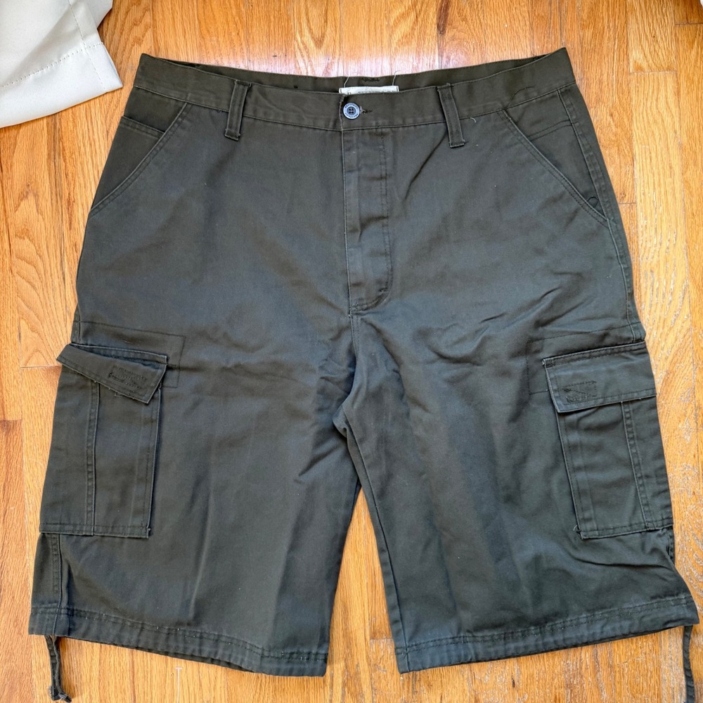 RB Vintage Cargo Shorts Mens 42 Olive Baggy Utility Y2K Gorpcore Longline 40x14